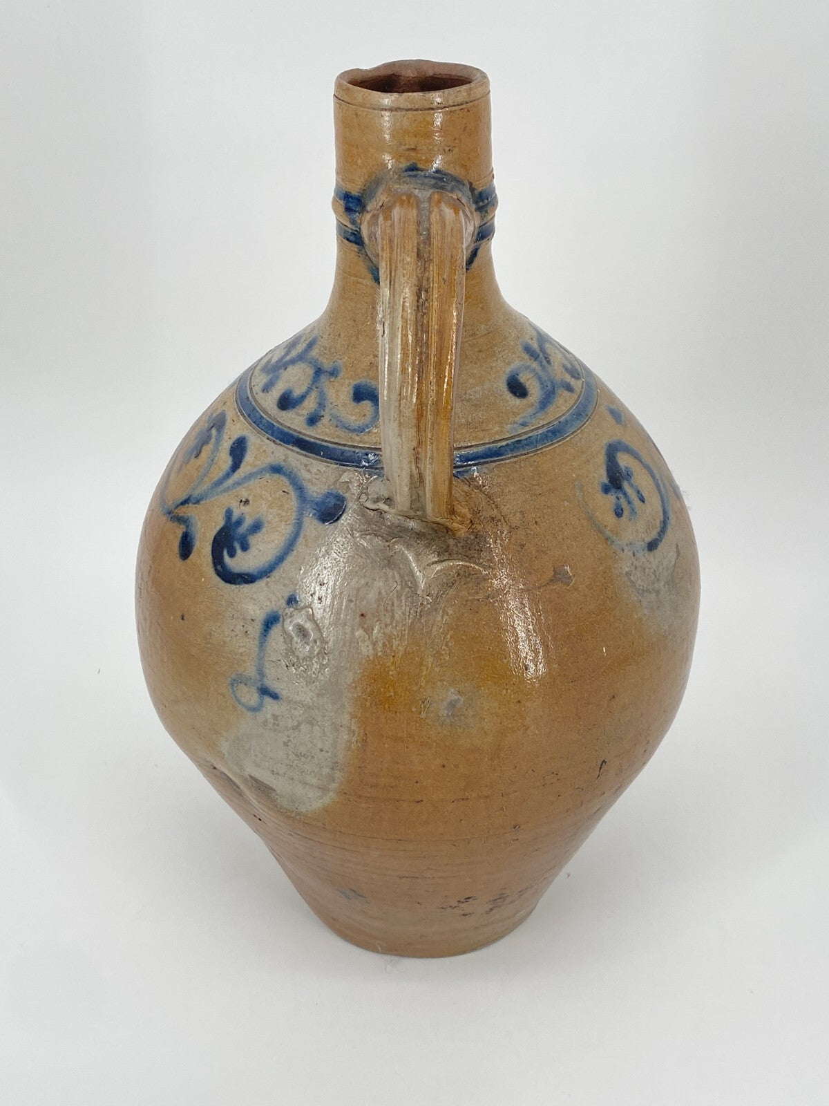 * KRUG HENKEL VASE HENKELVASE SALZGLASUR 1900 KERAMIK ANTIK