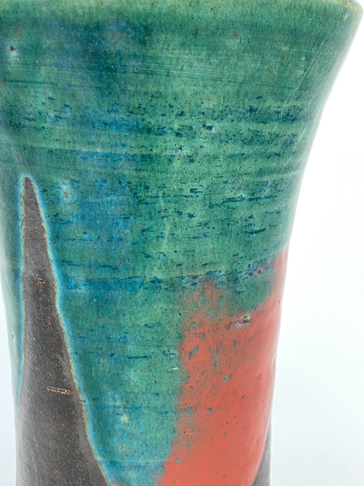 * STUDIOKERAMIK VASE TROMPETEN TRICHTER FORM VINTAGE KERAMIK