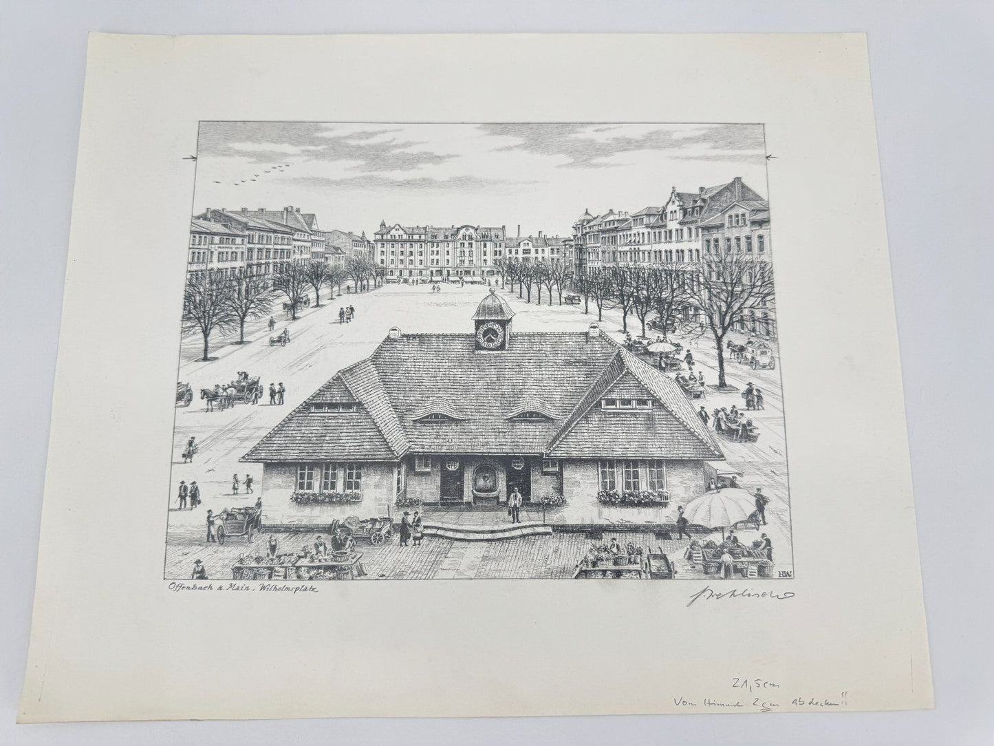 * HEINZ WEHLISCH ZEICHNUNG OFFENBACH A. MAIN WILHELMSPLATZ ANSICH