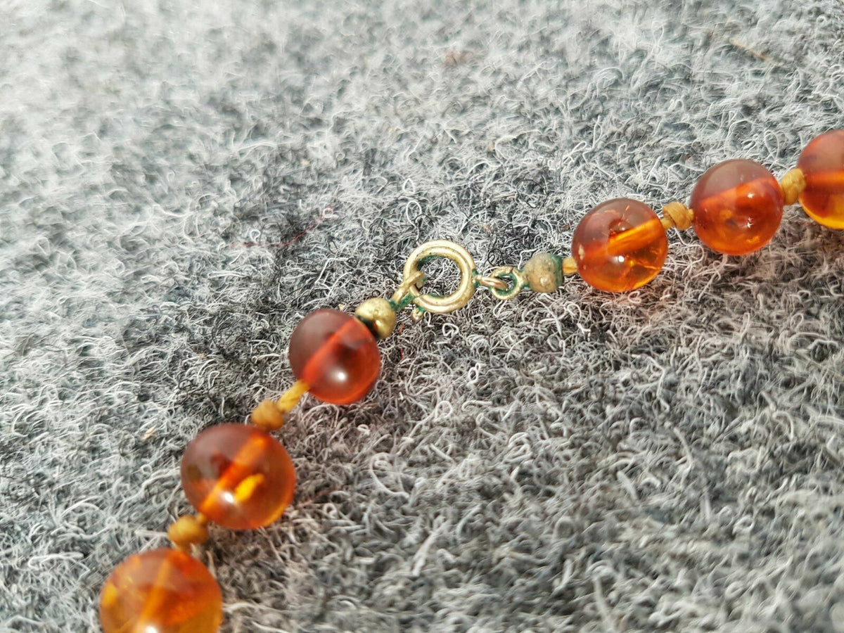 BUTTERSCOTCH KUGELN BERNSTEIN HALS KETTE AMBER SCHMUCK 78CM LANG ÜBER 58 STEINE