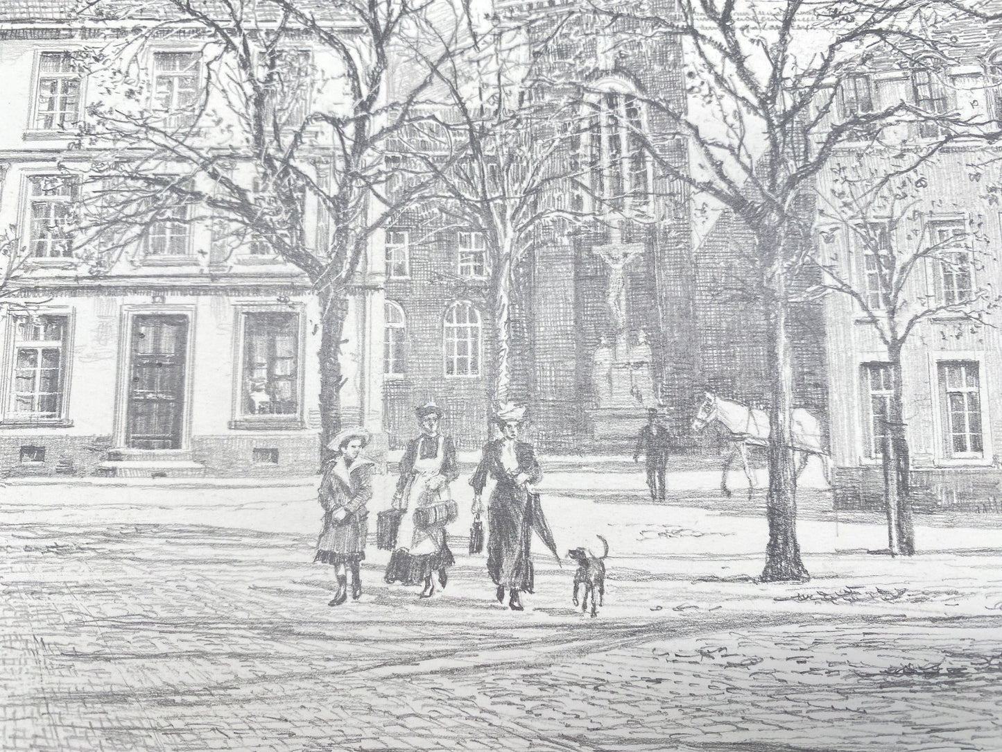 DEUTSCHER KÜNSTLER HEINZ WEHLISCH GEILENKIRCHEN MARKTPLATZ UM 1910 ZEICHNUNG