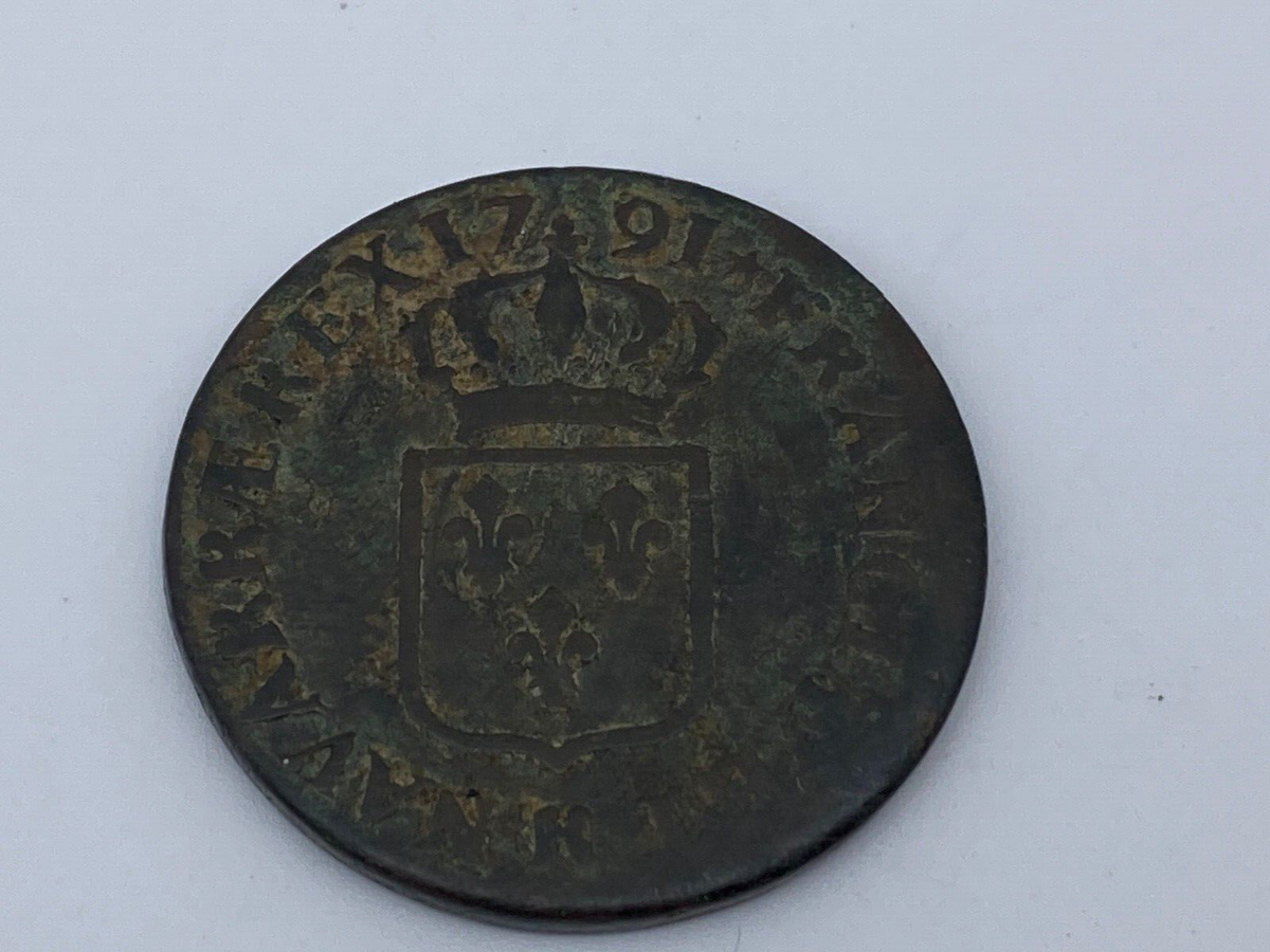 SOL ECU LOUIS XVI 1791 LILLE LUDOV D.GRATIA FRANKREICH KUPFER MÜNZE