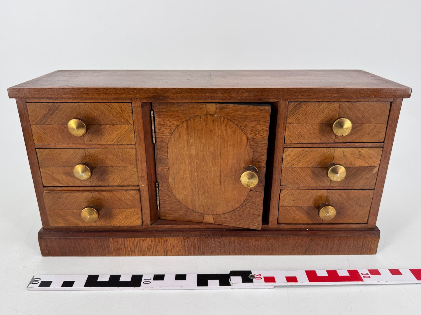 * SCHMUCK SCHRÄNKCHEN SCHATULLE BOX HOLZ ANTIK TEAK FURNIER VINTAGE