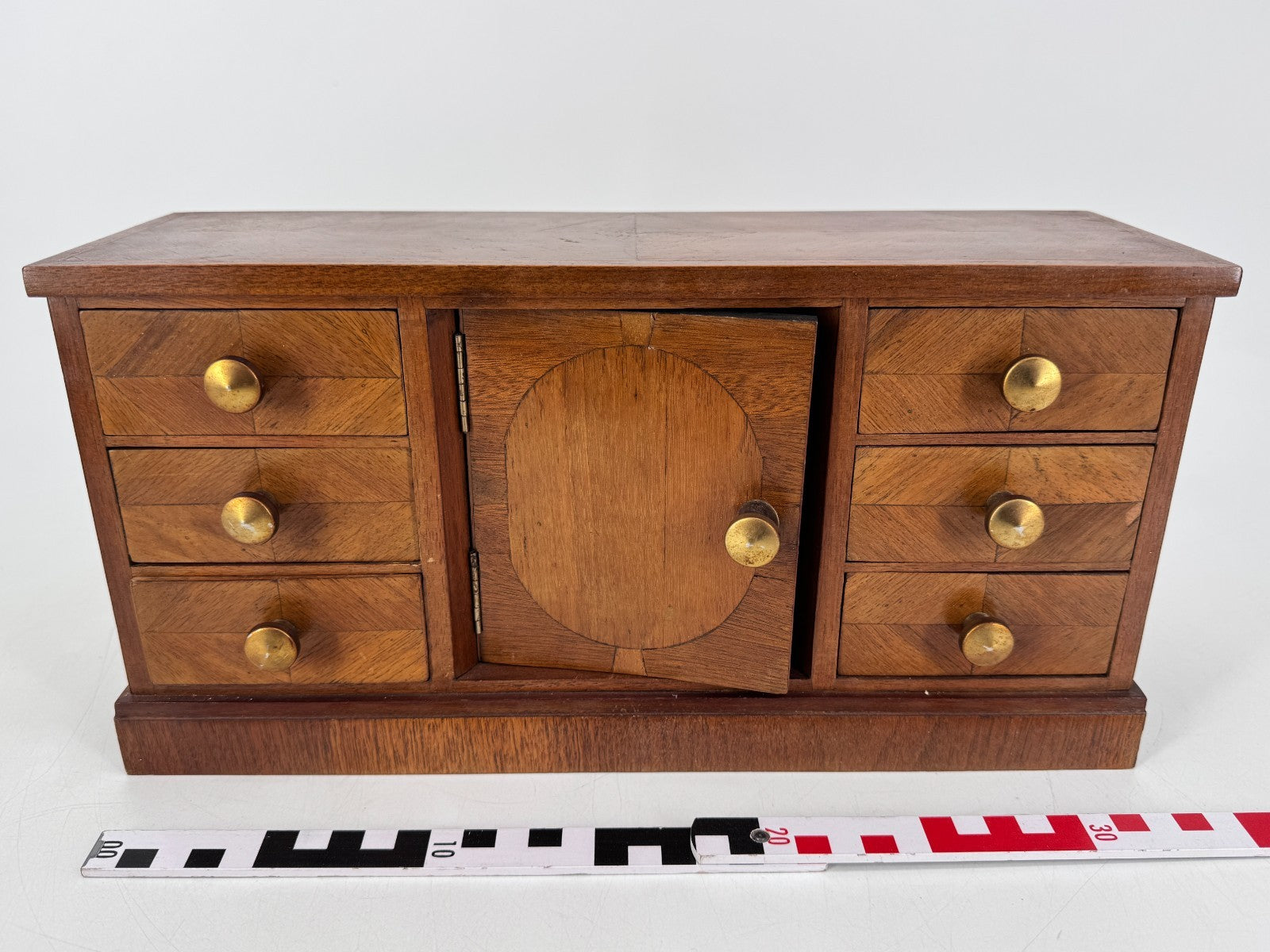 * SCHMUCK SCHRÄNKCHEN SCHATULLE BOX HOLZ ANTIK TEAK FURNIER VINTAGE