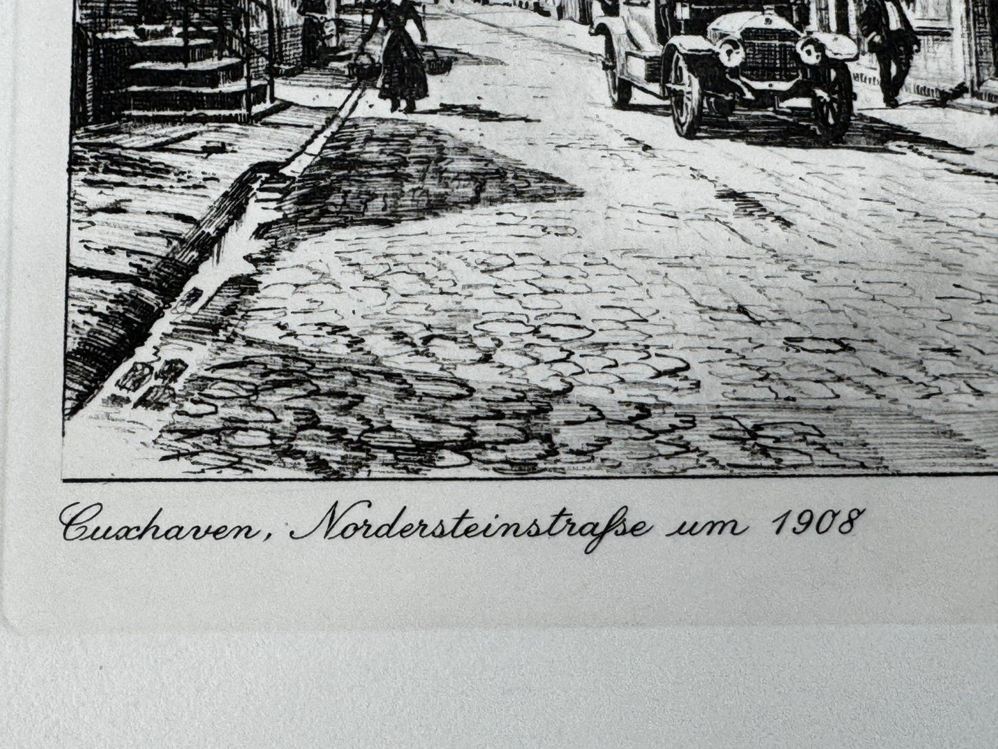 * HEINZ WEHLISCH RADIERUNG CUXHAVEN NORDERSTEINSTRAßE UM 1908  ANSICHT