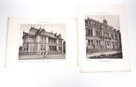 *  2x DRUCK KUNSTDRUCK ARCHITEKTUR BERLIN HÄUSER LICHTDRUCK 1976 VINTAGE 70ER