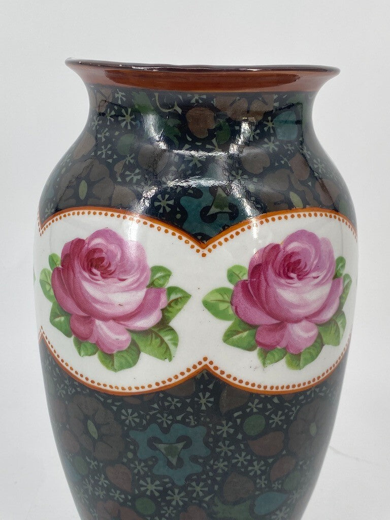 * EICHWALD PORZELLAN VASE BÖHMEN JUGENDSTIL 1900 ROSEN DEKOR VINTAGE