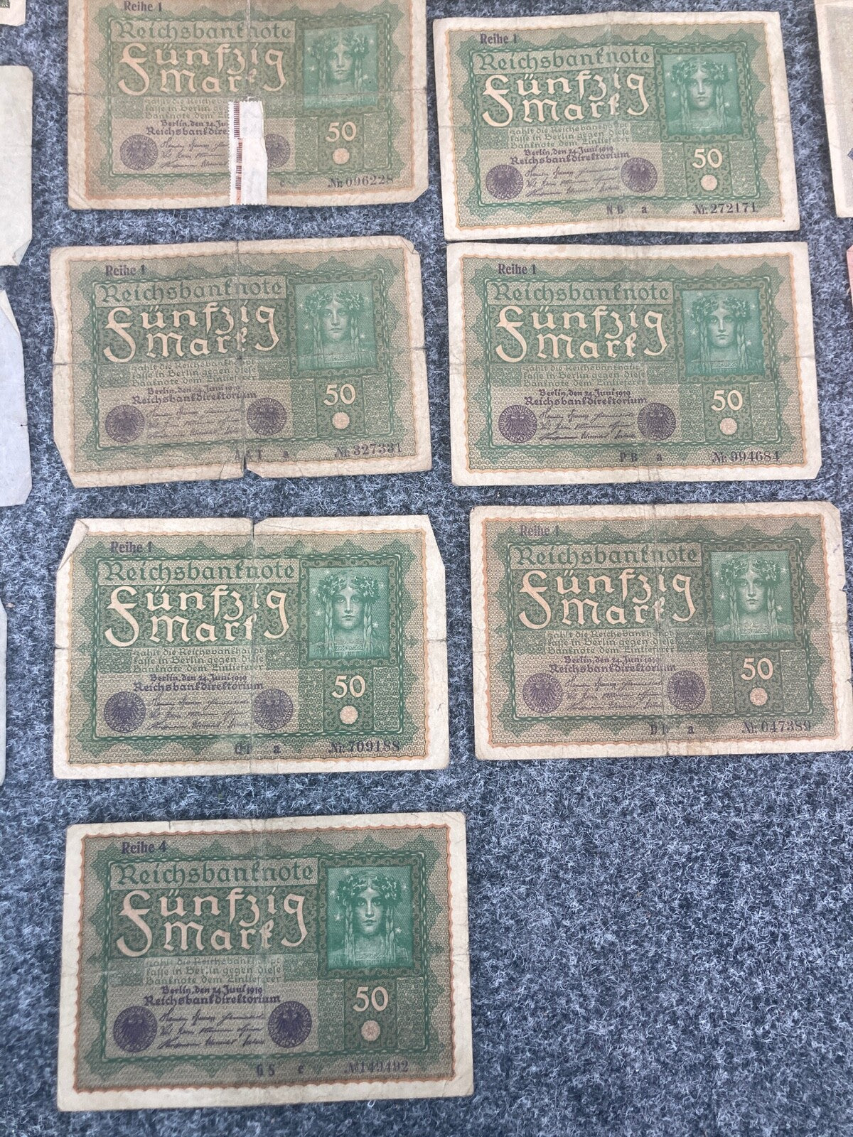 KONVOLUT REICHSBANKNOTEN FÜNFZIG MARK 50 500 1000 DARLEHENSKASSE 1915-1922