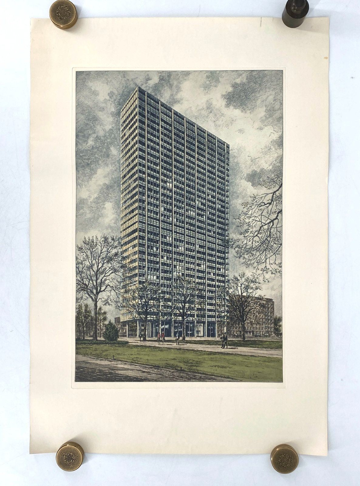 *GRAFIK LITHOGRAFIE HEINZ WEHLISCH LEVERKUSEN BAYER HOCHHAUS ORIGINAL