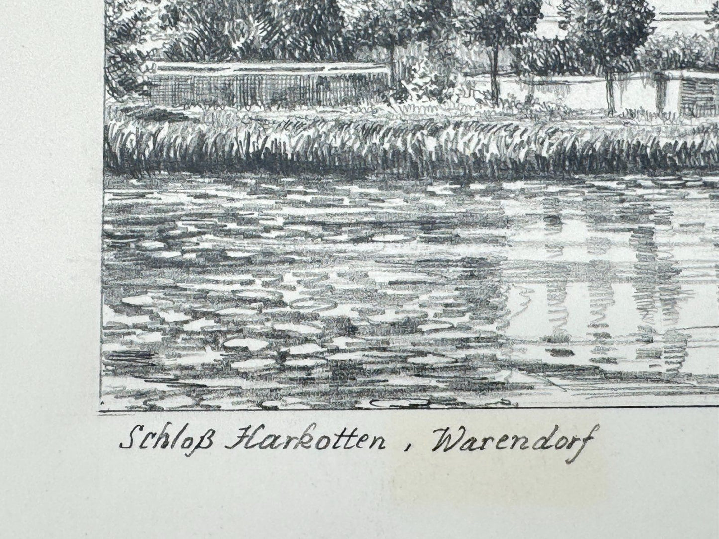 * HEINZ WEHLISCH ZEICHNUNG SCHLOß HARKOTTEN WARENDORF ANSICHT SIGNIERT