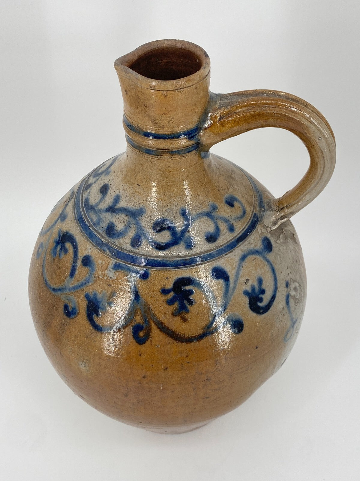* KRUG HENKEL VASE HENKELVASE SALZGLASUR 1900 KERAMIK ANTIK