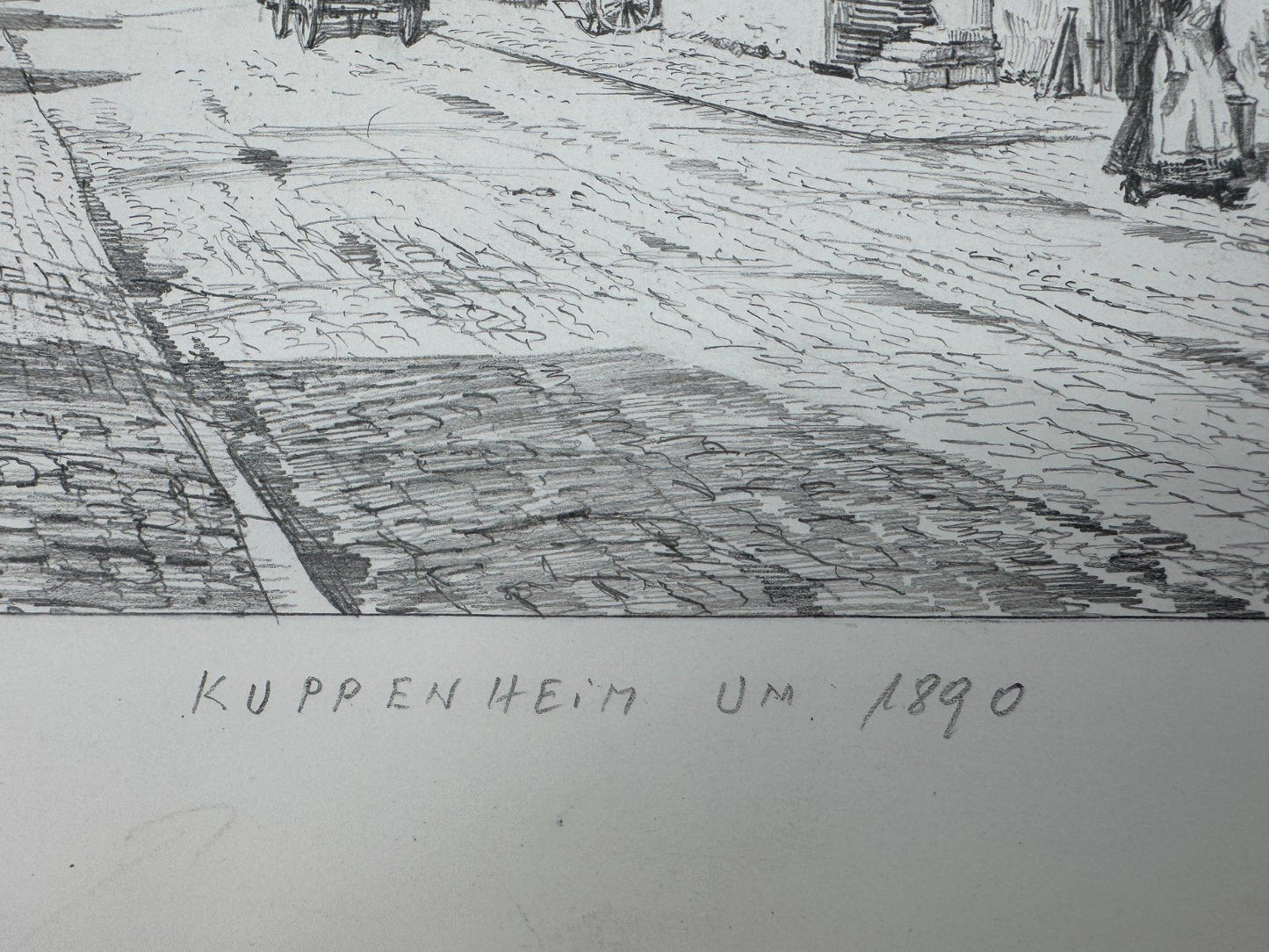 * HEINZ WEHLISCH ZEICHNUNG KUPPENHEIM UM 1890 ANSICHT SIGNIERT
