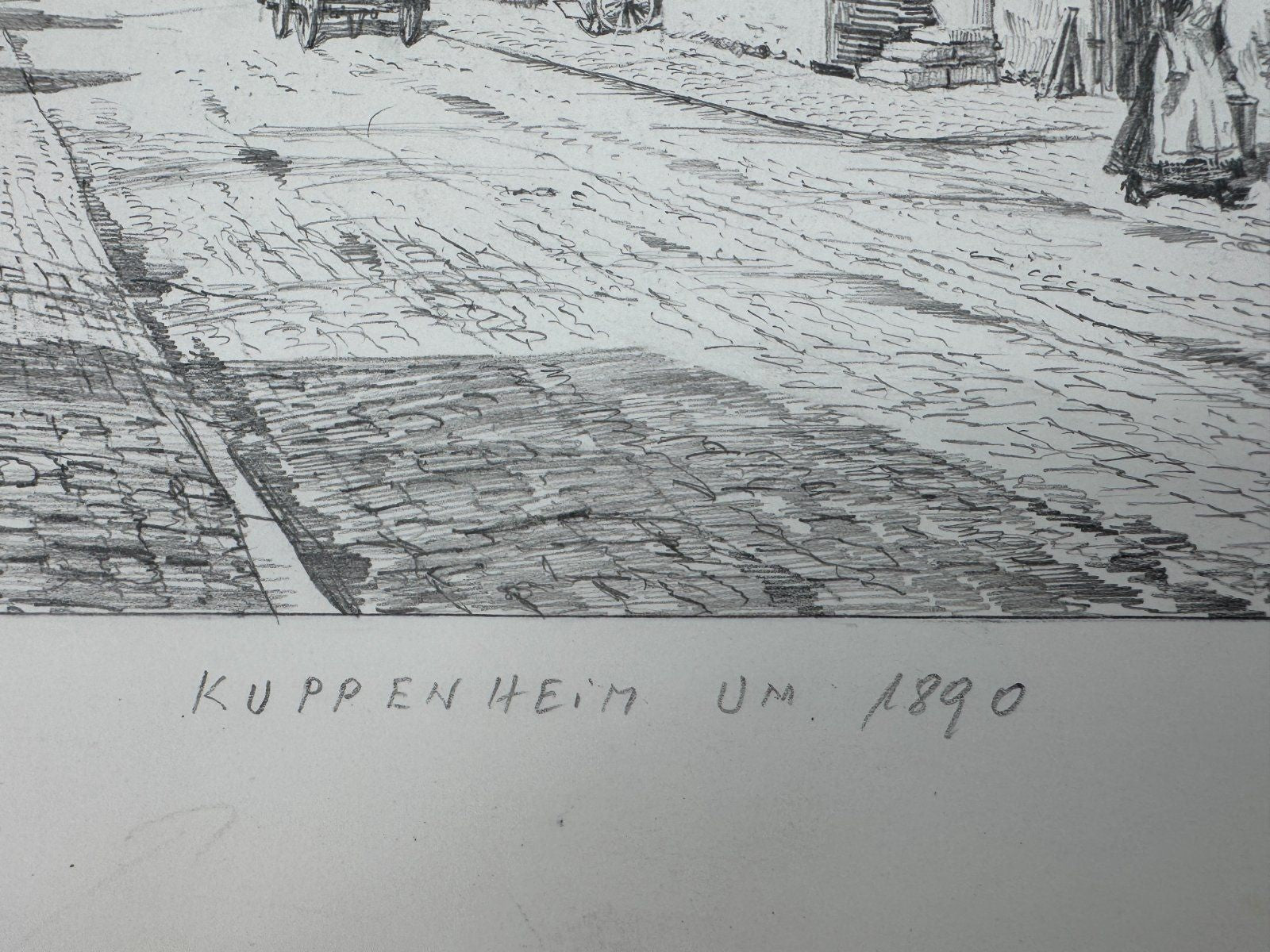 * HEINZ WEHLISCH ZEICHNUNG KUPPENHEIM UM 1890 ANSICHT SIGNIERT