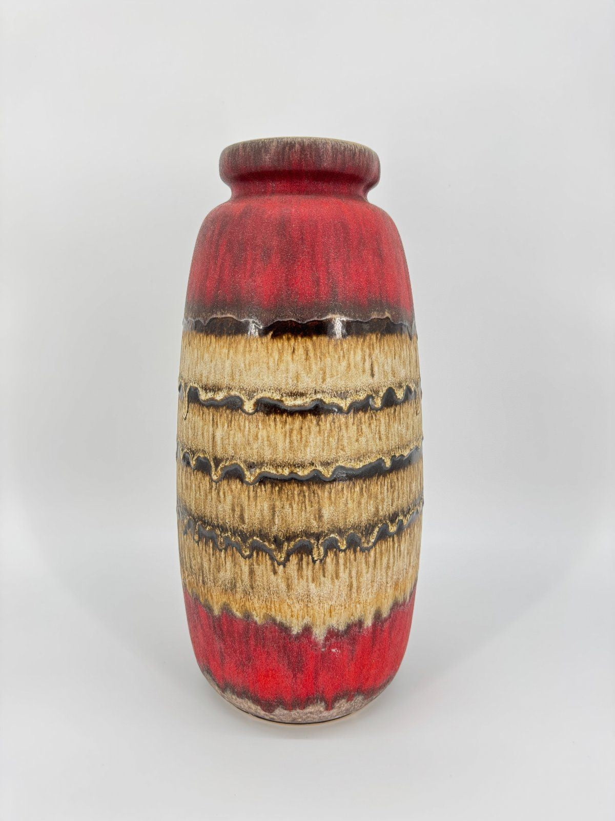 SCHEURICH FAT LAVA BODENVASE STUDIOKERAMIK ROT BRAUN W GERMANY