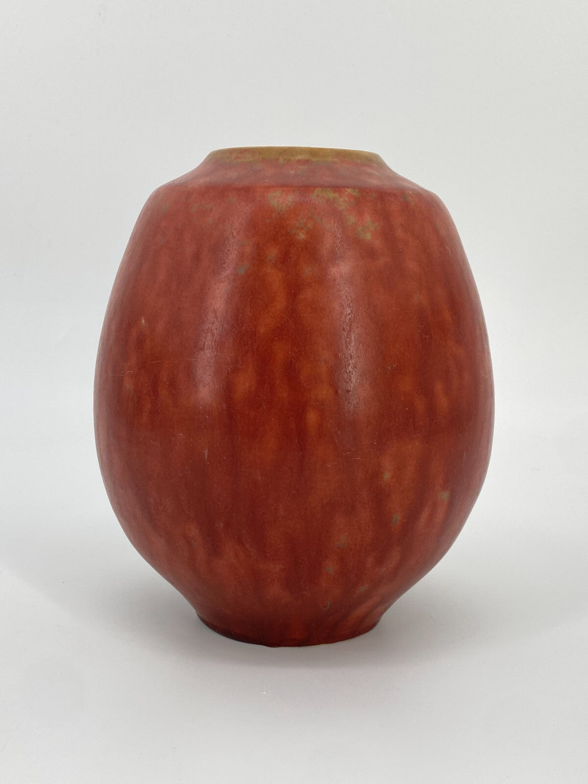 * VASE HORST SEIFERT OVAL KUGEL ROT MID CENTURY SIGNIERT KERAMIK KUNST VINTAGE