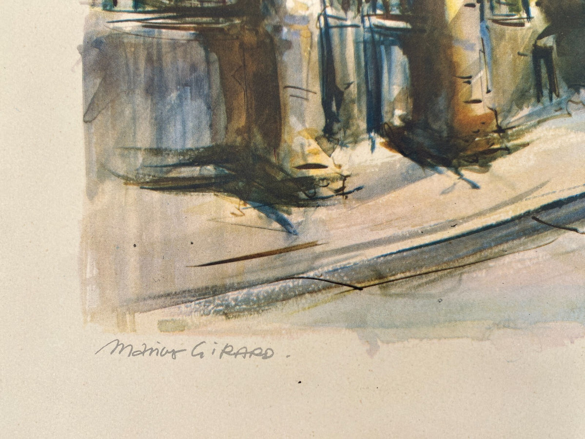 *KUNSTDRUCK AQUARELL MARIUS GIRARD PARIS RUE NORVINS ET LE SACRE-COEUR VINTAGE