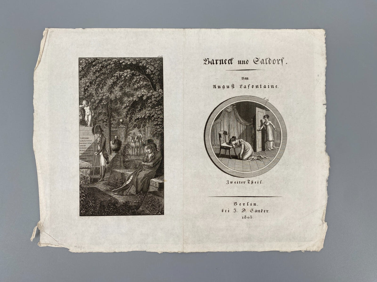 *KUPFERSTICH RADIERUNG WILHELM JURY FRONTISPIZ TITELBLATT LAFONTAINE BERLIN 1805