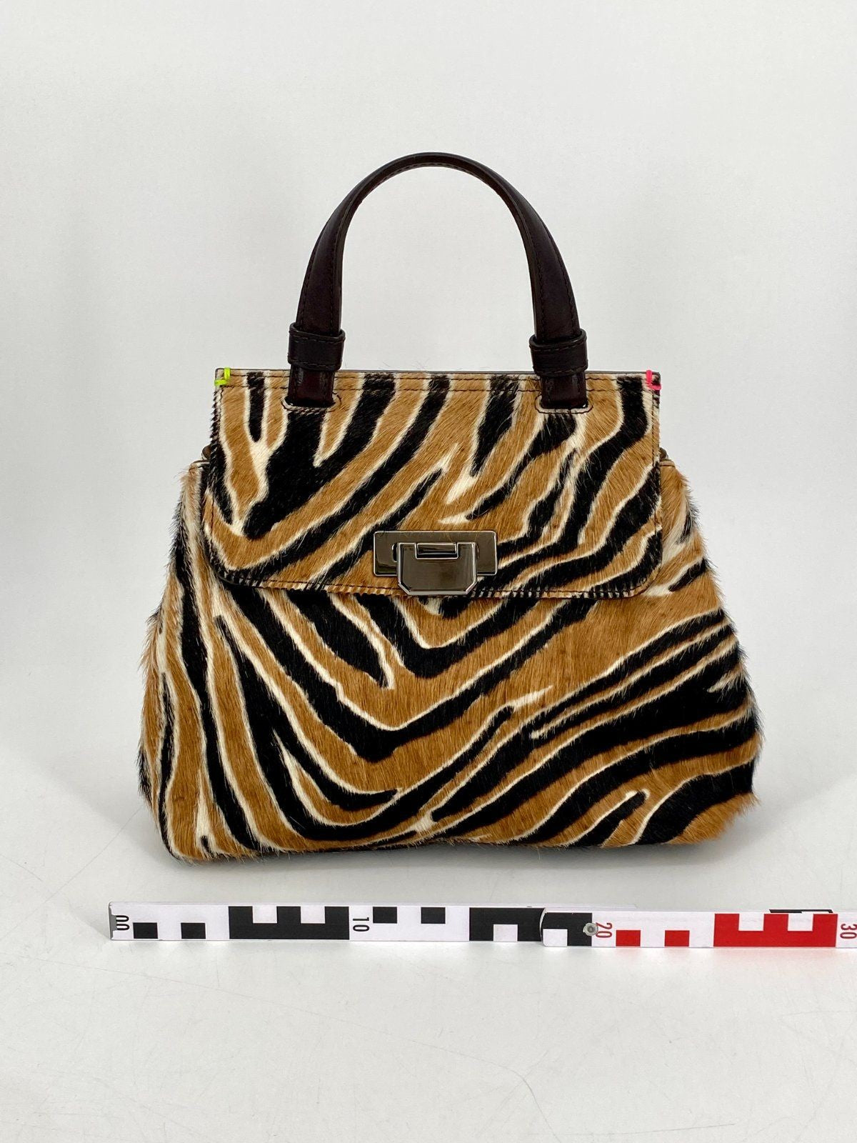 * ROSAMARO HANDGEMACHTE HANDTASCHE ITALIEN LEDER ZEBRA PRINT