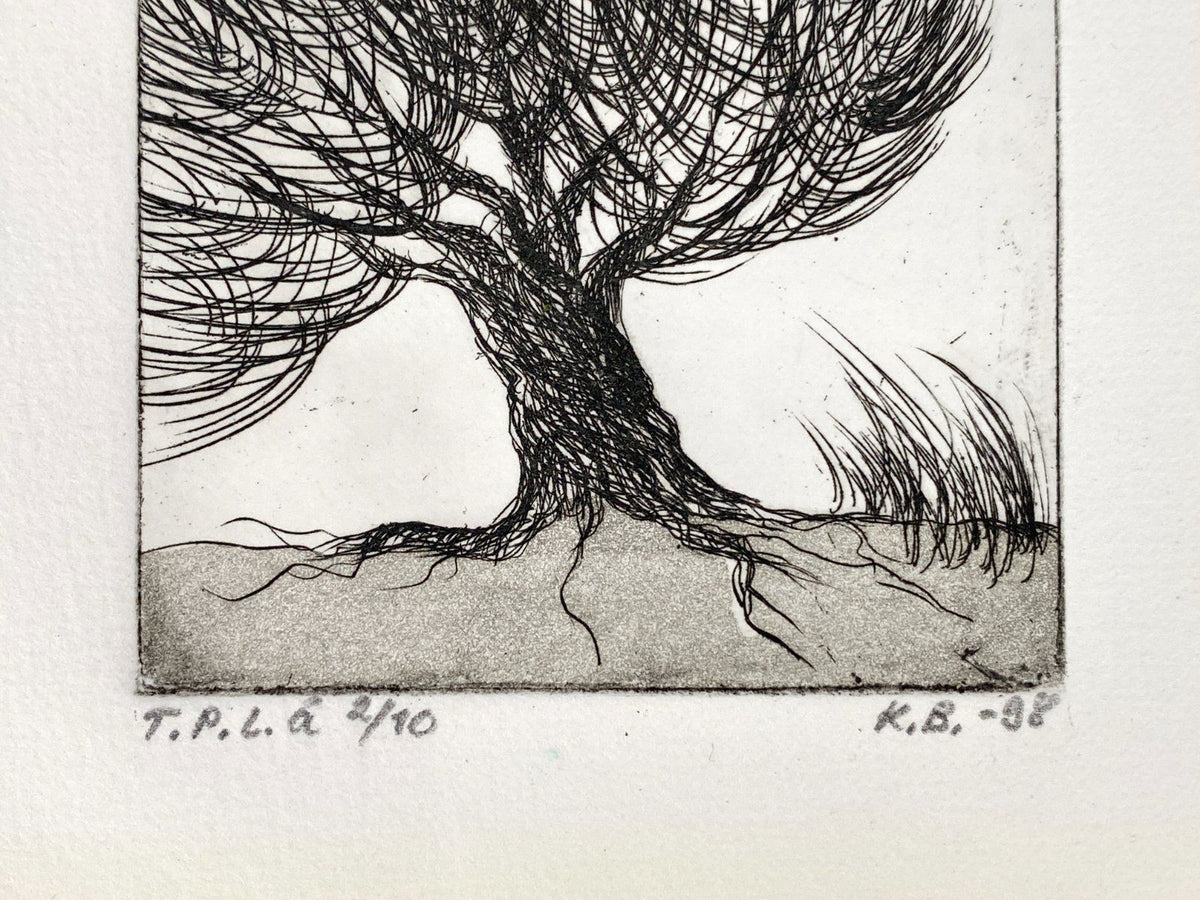 *DRUCKGRAFIK RADIERUNG KIRSTI BREHME BAUM 1998 FINNISCH LIMITIERT