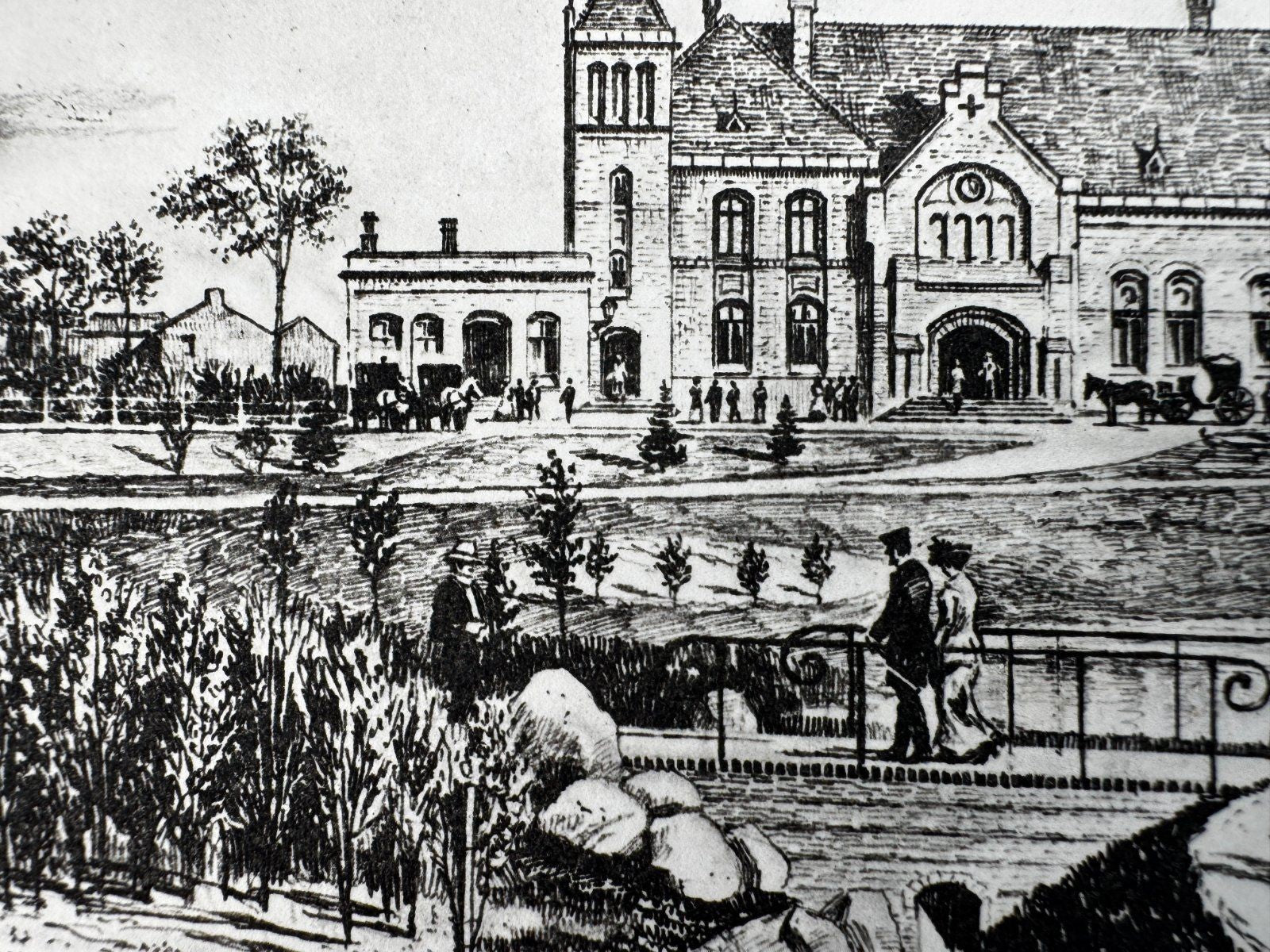 * HEINZ WEHLISCH ORIGINAL RADIERUNG CUXHAVEN BAHNHOF UM 1904 ANS