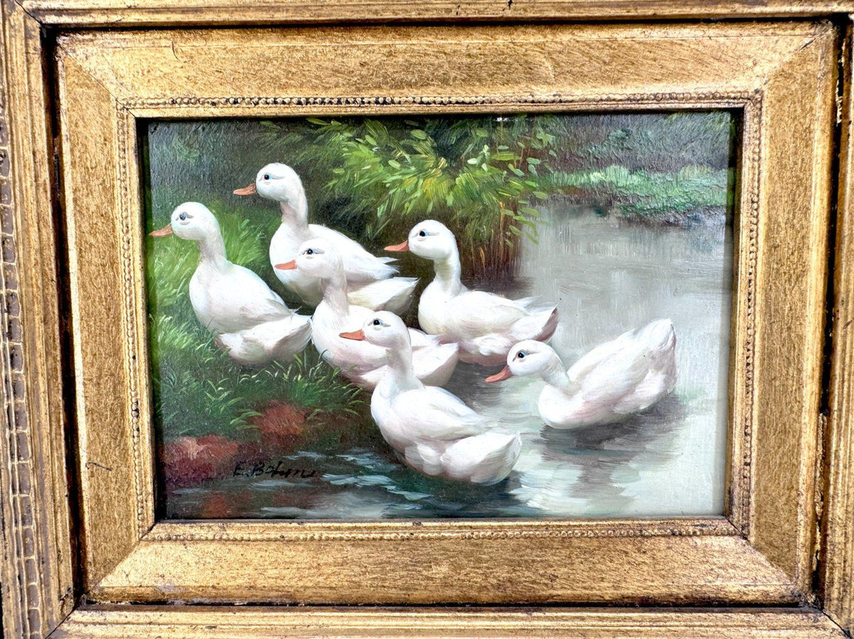 ÖLGEMÄLDE WANDBILD BILD HOLZ EDUARD BOEHM ENTEN 19. JH ALPEN