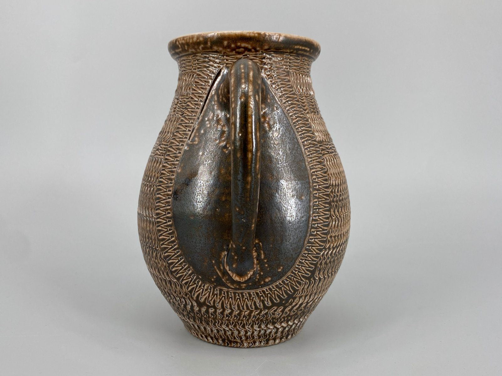 * VASE KRUG KARAFFE STUDIO KERAMIK BRAUN GEMUSTERT RUSTIKAL VINTA