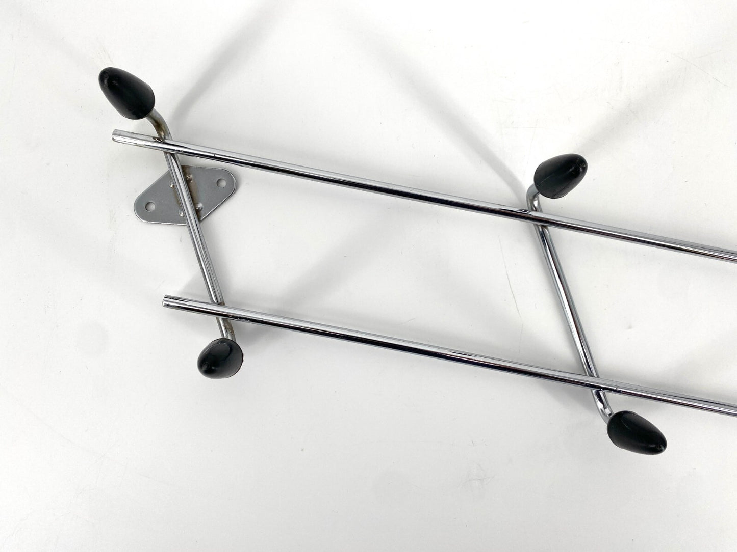 *GARDEROBE HAKENLEISTE 8 HAKEN VERCHROMT SCHWARZ MID CENTURY VINTAGE