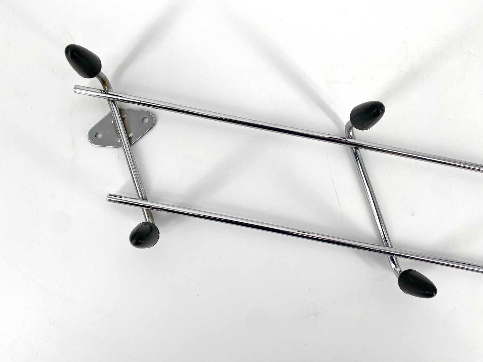 *GARDEROBE HAKENLEISTE 8 HAKEN VERCHROMT SCHWARZ MID CENTURY VINTAGE