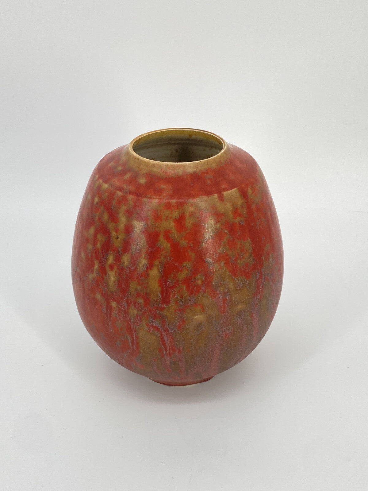 * VASE HORST SEIFERT OVAL KUGEL ROT MID CENTURY SIGNIERT KERAMIK KUNST VINTAGE