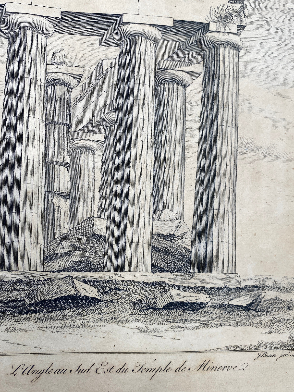 * ORIGINAL DRUCK STICH RADIERUNG TEMPEL MINERVA R DALTON J BASIRE ANTIK 18 JHDT