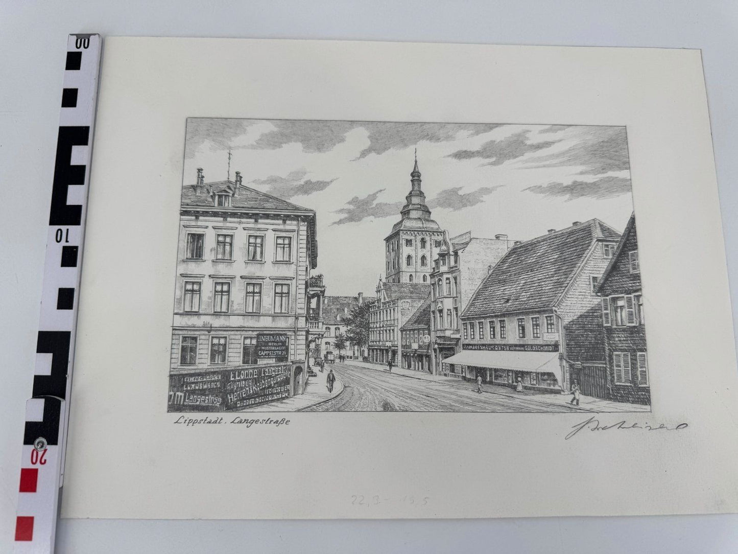 * HEINZ WEHLISCH ZEICHNUNG LIPPSTADT LANGESTRAßE ANSICHT SIGNIERT