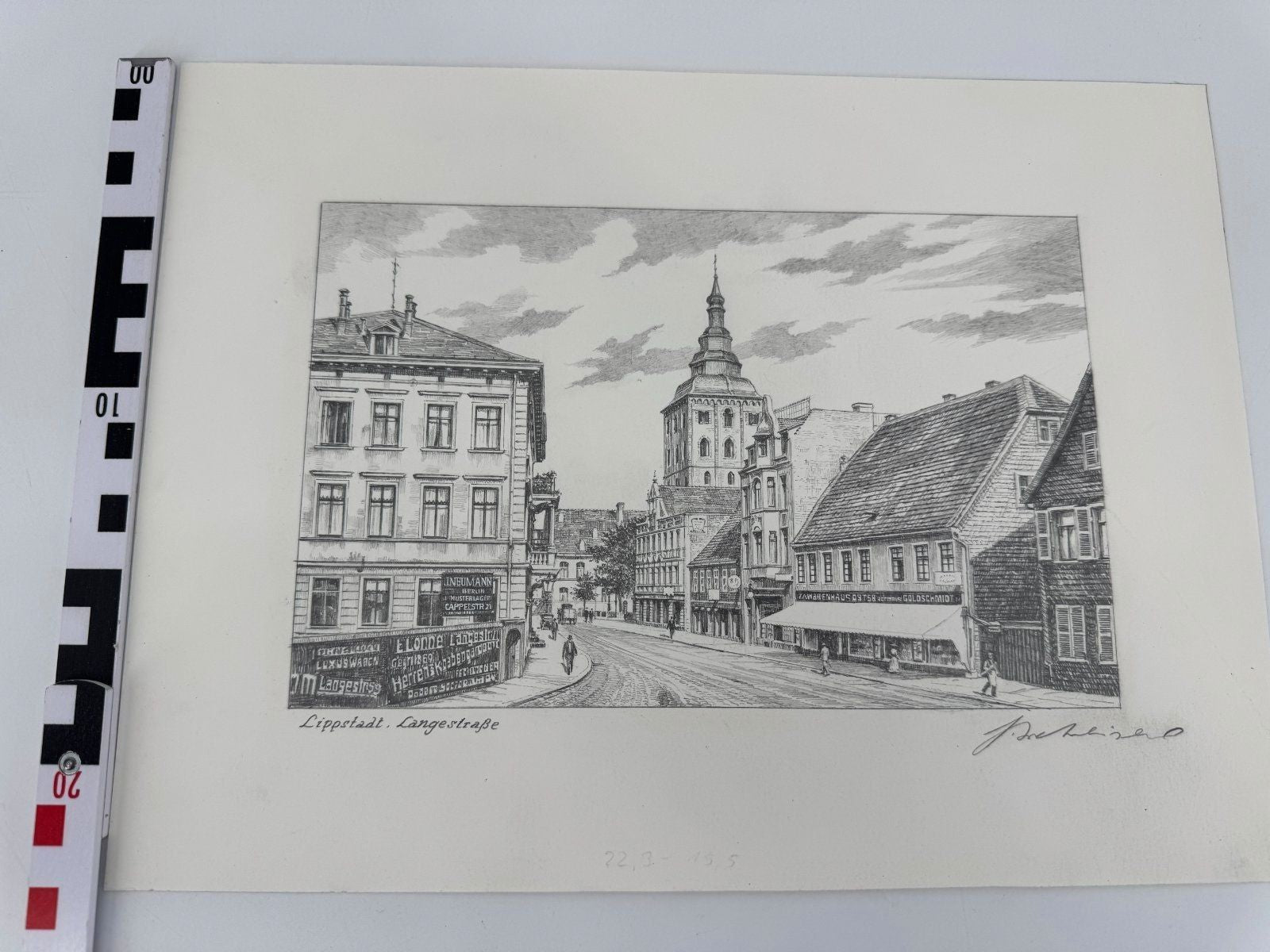 * HEINZ WEHLISCH ZEICHNUNG LIPPSTADT LANGESTRAßE ANSICHT SIGNIERT