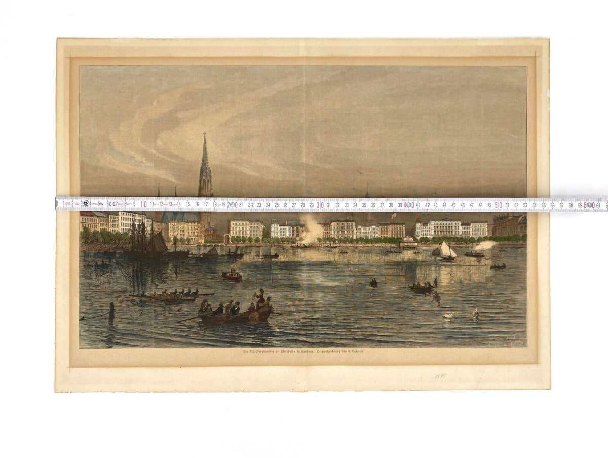 *GRAFIK DER ALTE JUNGFERNSTIEG DRUCK HAMBURG C. OESTERLEY 1875