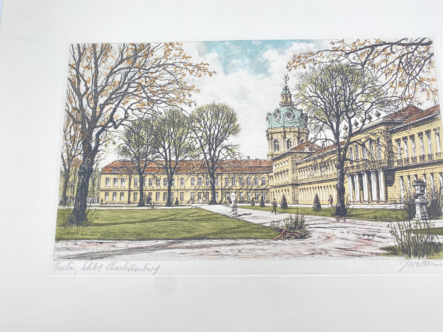 KÜNSTLER HEINZ WEHLISCH RADIERUNG KOLORIERT SCHLOSS CHARLOTTENBURG SIGNIERT
