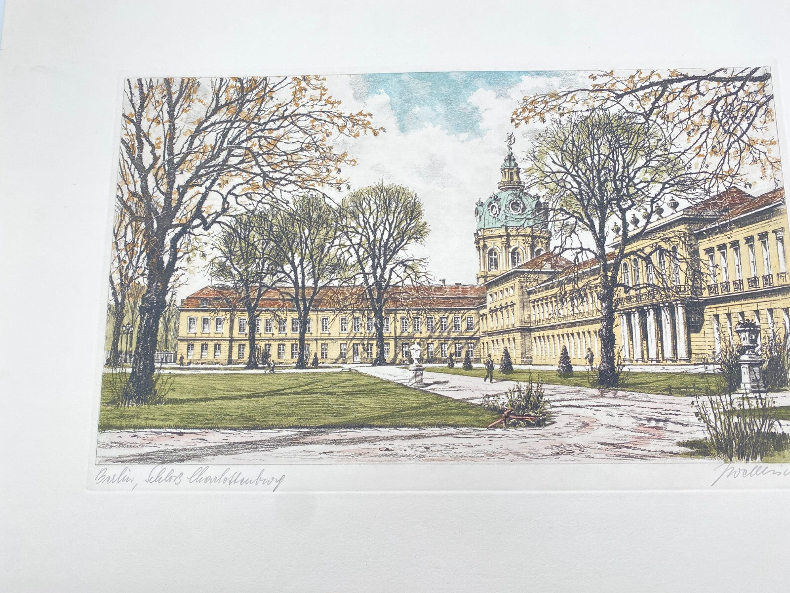 KÜNSTLER HEINZ WEHLISCH RADIERUNG KOLORIERT SCHLOSS CHARLOTTENBURG SIGNIERT