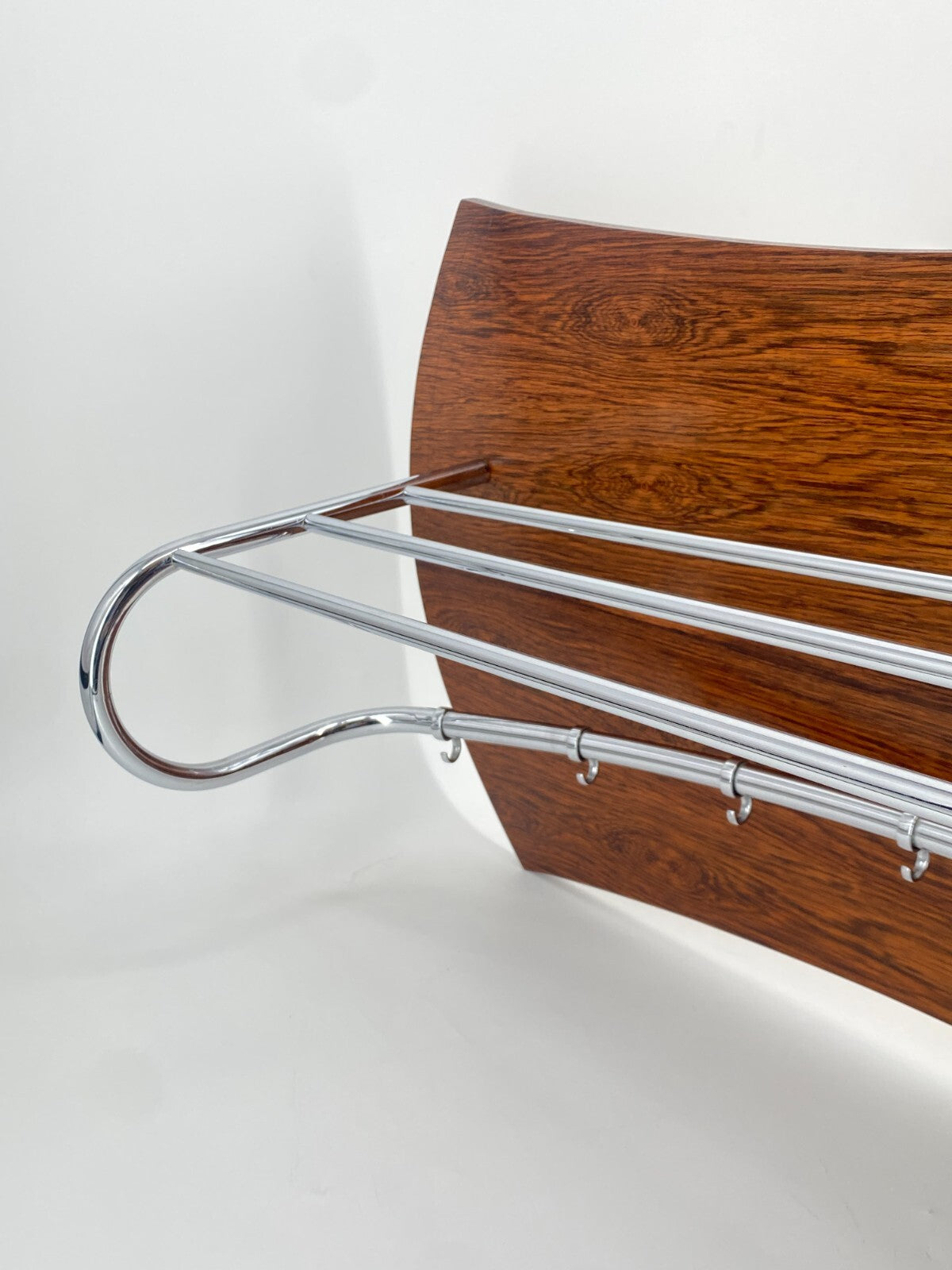 * WANDGARDEROBE HÄNGEGARDEROBE VINTAGE MID CENTURY GROß HOLZ STAHLROHR