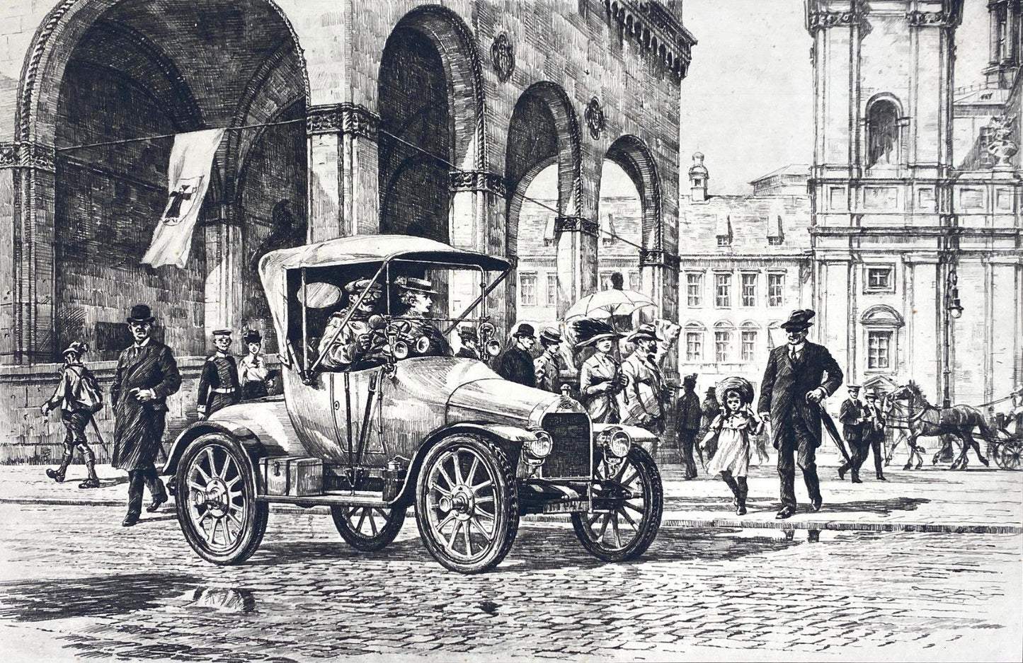 *5x GRAFIK HEINZ WEHLISCH AUTOMOBIL OLDTIMER LONDON PARIS MÜNCHEN