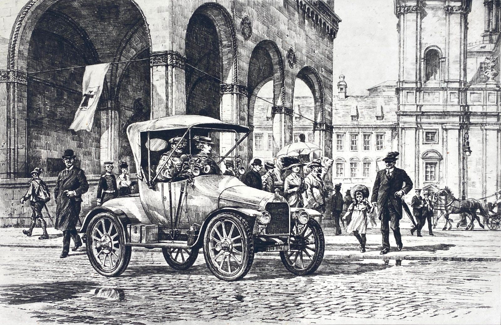 *5x GRAFIK HEINZ WEHLISCH AUTOMOBIL OLDTIMER LONDON PARIS MÜNCHEN