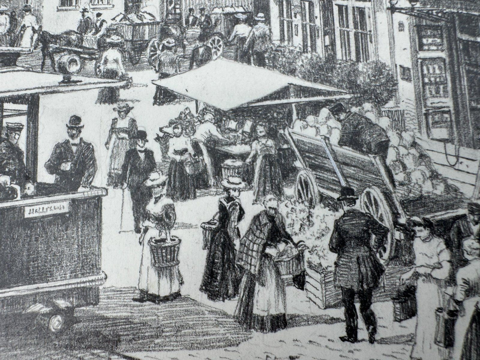 * HEINZ WEHLISCH ZEICHNUNG SCHLESWIG KORNMARKT ANSICHT SIGNIERT
