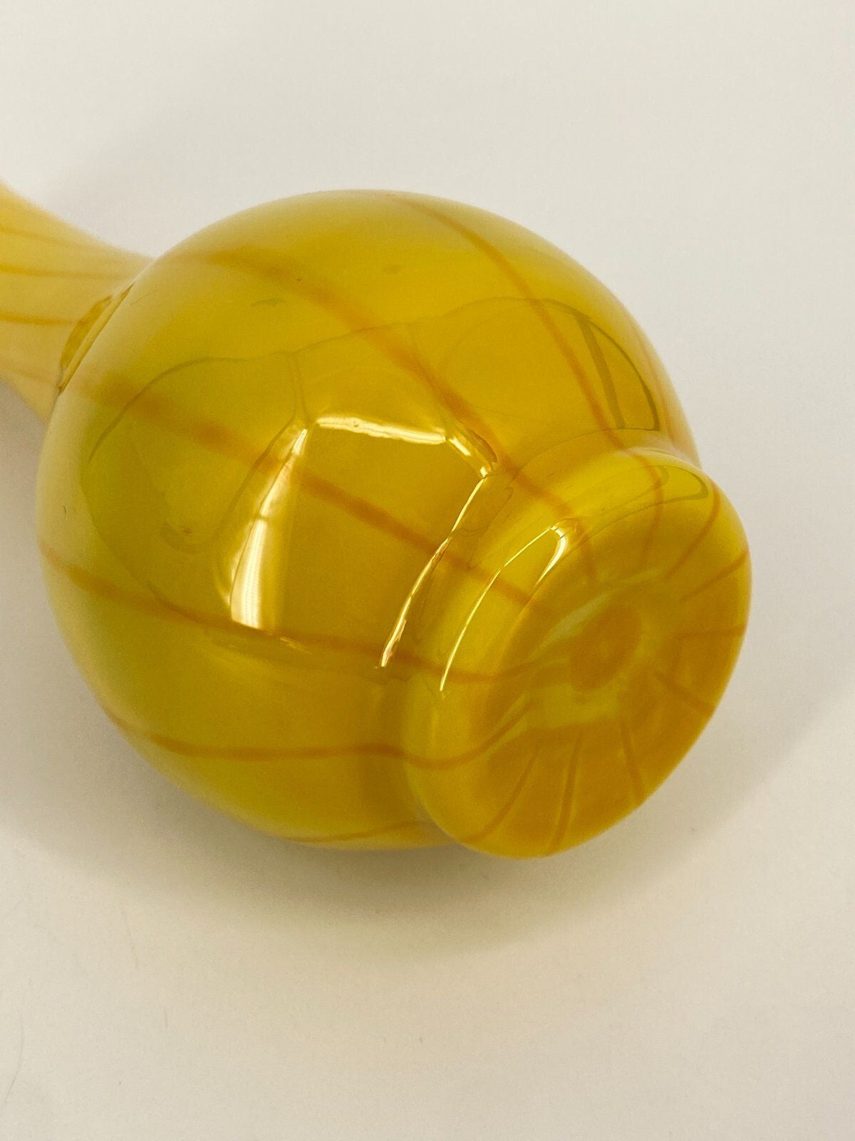 * VASE GLASVASE GLAS MUNDGEBLASEN GELB RÜSCHEN BLUMENVASE VINTAGE