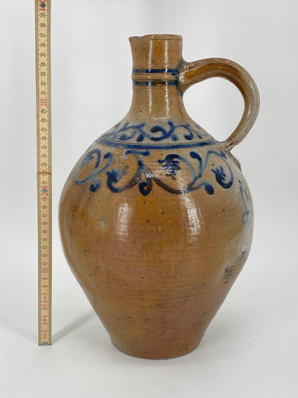 * KRUG HENKEL VASE HENKELVASE SALZGLASUR 1900 KERAMIK ANTIK