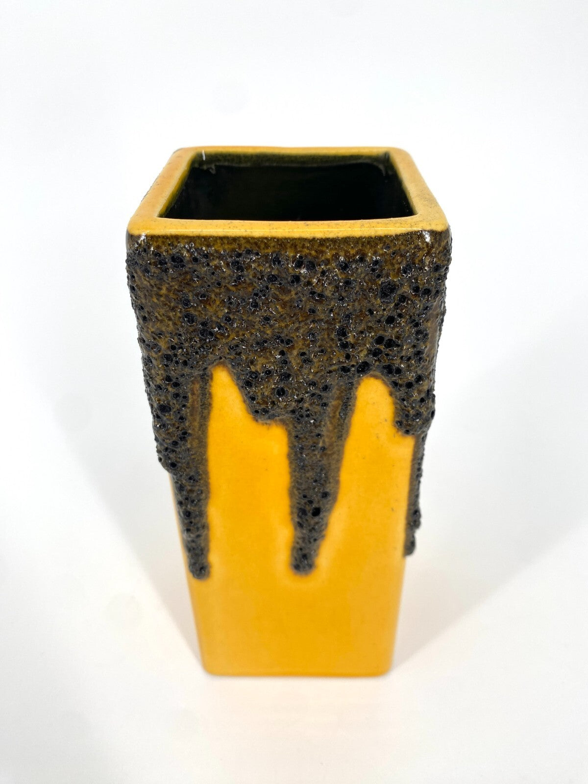 * VASE FOHR KERAMIK LAVA GLASUR GELB 70ER WEST DEUTSCHLAND BLUMENVASE SAMMLER