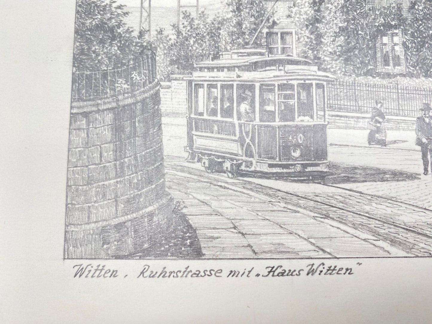 HEINZ WEHLISCH ZEICHNUNG RUHRSTRASSE HAUS WITTEN SIGNIERT