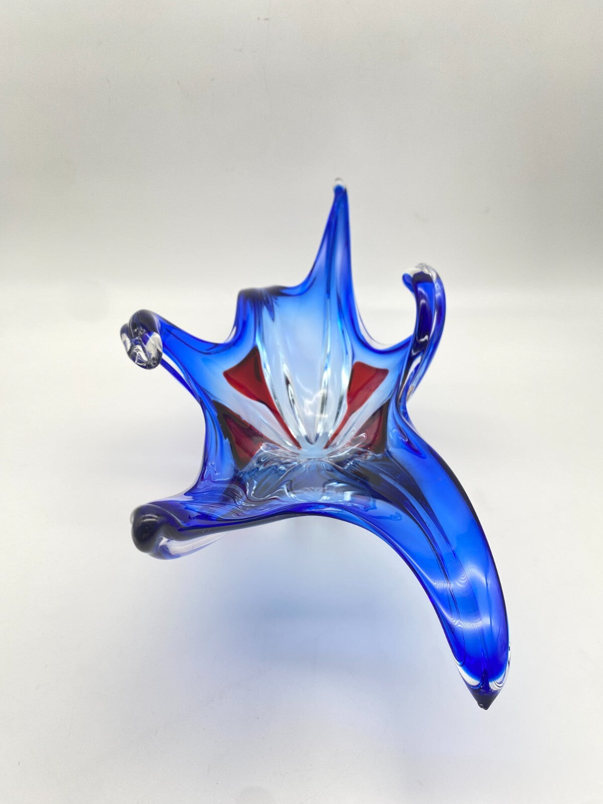 BÖHMISCHES GLAS GLASVASE SCHALE HANDARBEIT BÖHMISCHES DESIGN 60ER VINTAGE