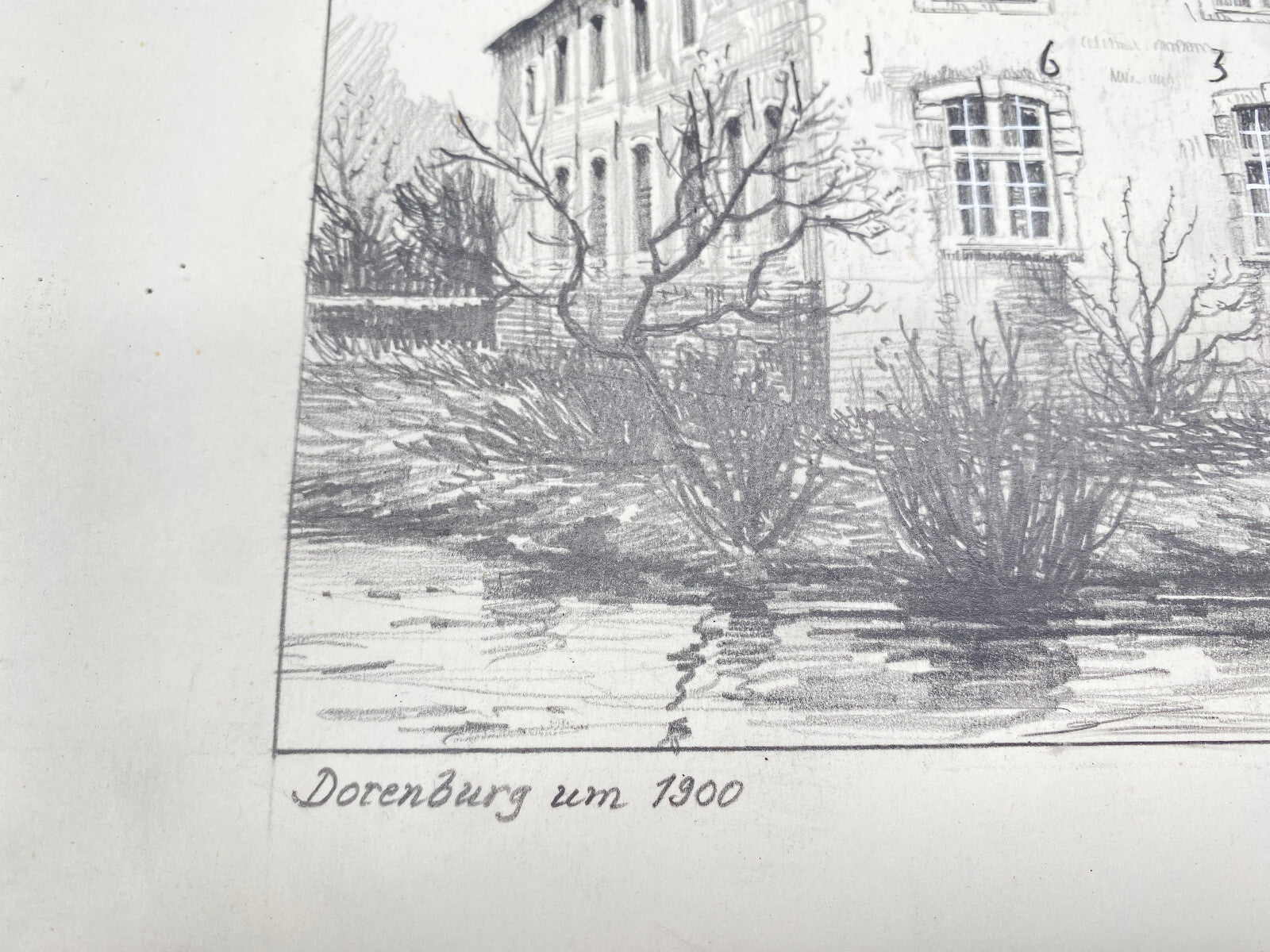 KÜNSTLER HEINZ WEHLISCH SCHLOß BERGE BEI BUER UM 1910 ZEICHNUNG HANDSIGNIERT