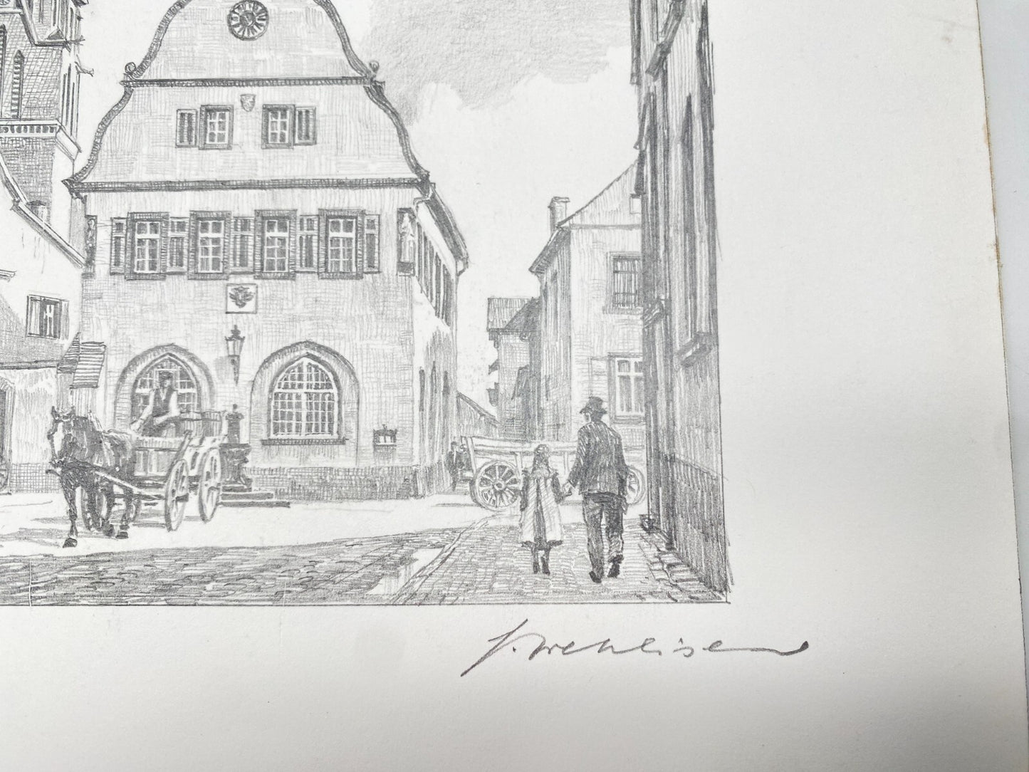 DEUTSCHER KÜNSTLER HEINZ WEHLISCH ZEICHNUNG GAU ALGESHEIM 1910 HANDSIGNIERT
