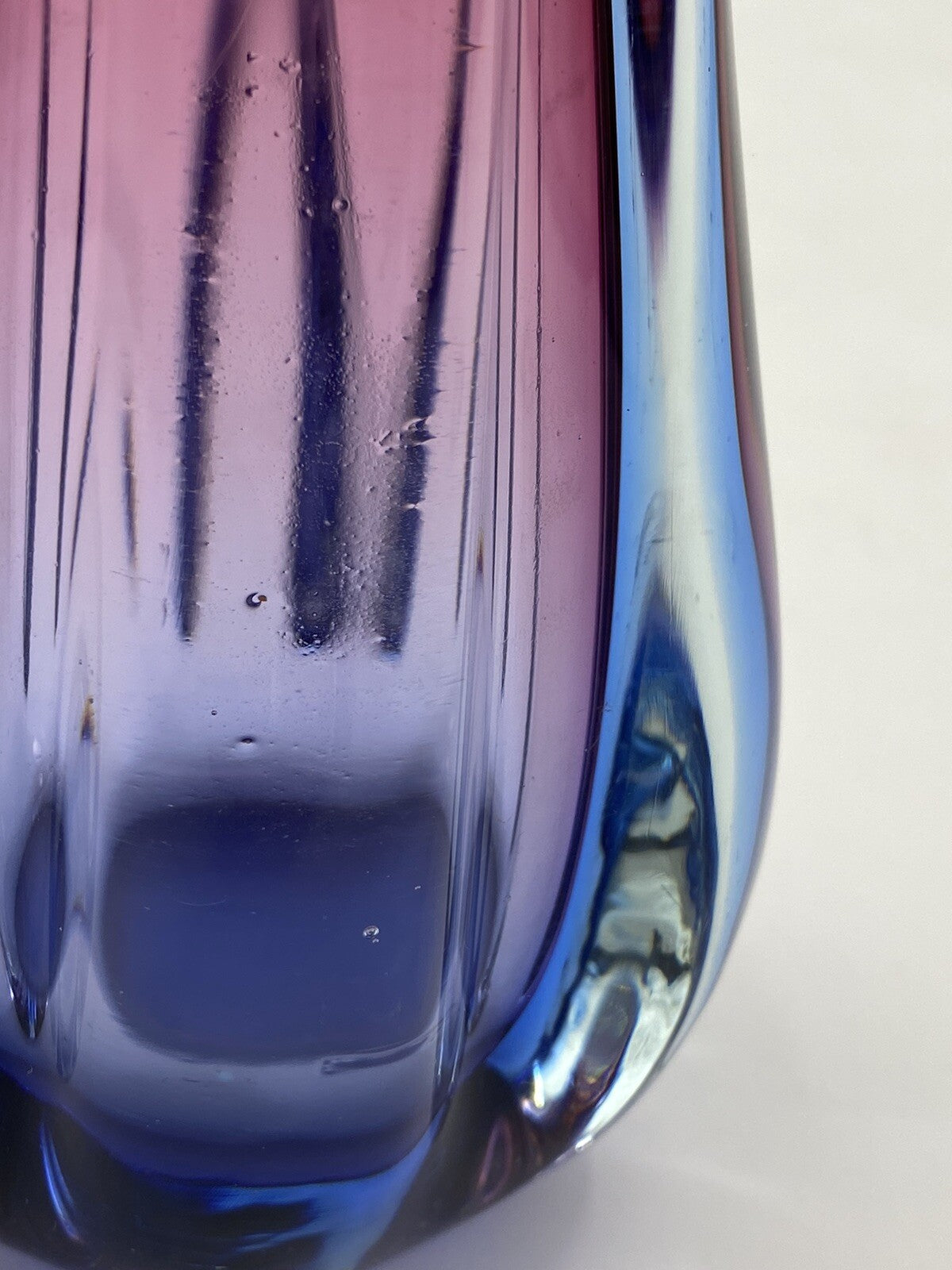 * MURANO GLAS VASE ITALIEN MID CENTURY SOMMERSO LILA ROSA MAGENTA