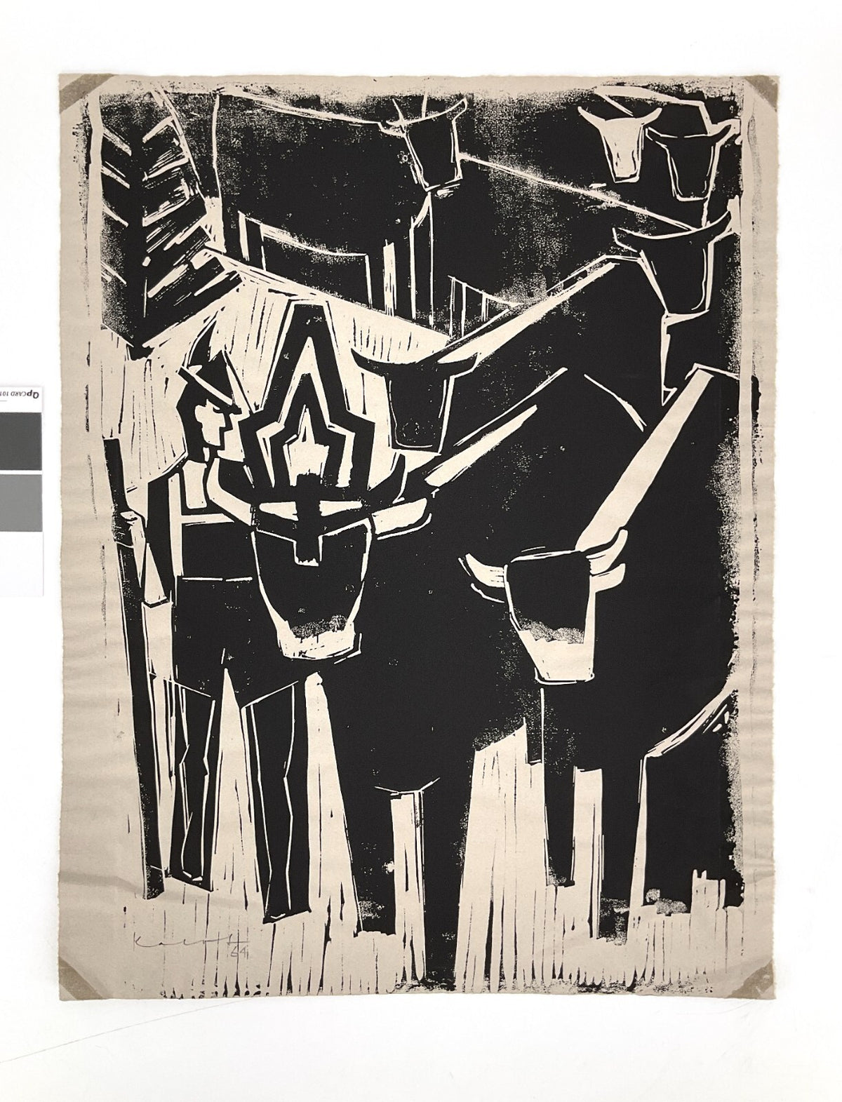 *LINOLSCHNITT WALTER KALOT ALMABTRIEB SIGNIERT 1964 GRAFIK ORIGINAL EXPRESSIV