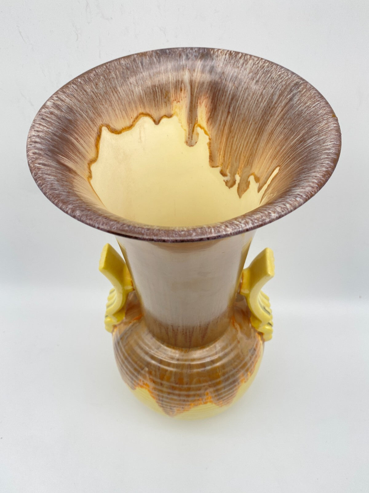 STEULER KERAMIK VASE LAUFGLASUR HENKEL AMPHORE FAT LAVA 30er ART DECO