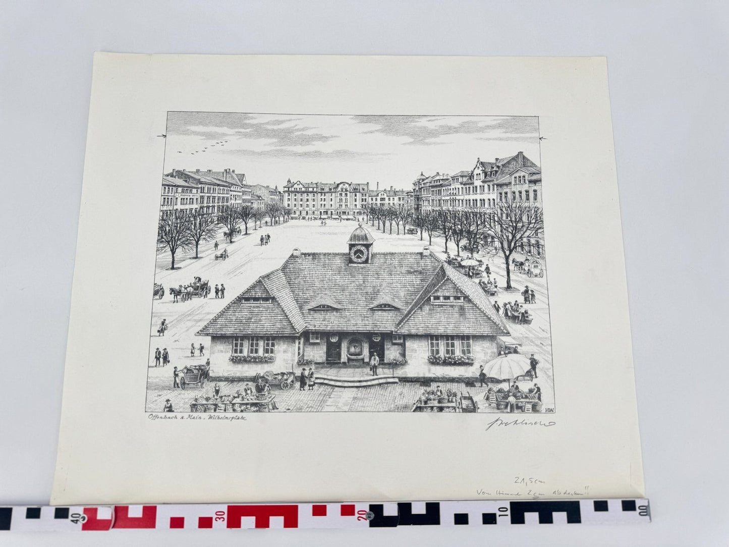 * HEINZ WEHLISCH ZEICHNUNG OFFENBACH A. MAIN WILHELMSPLATZ ANSICH